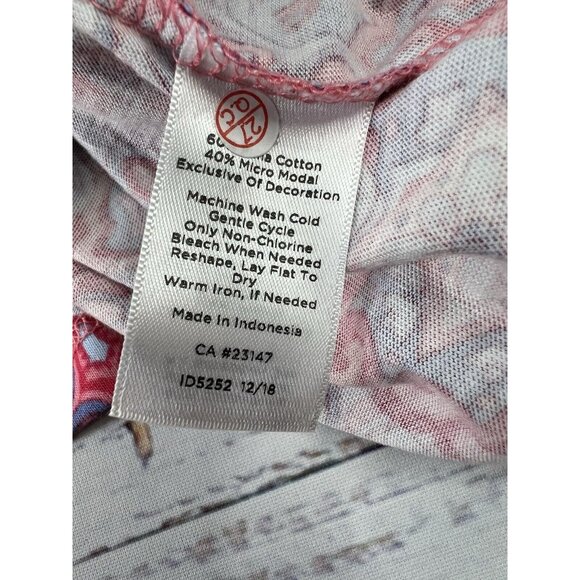 Talbots NEW Tunic Blouse PINK Geometric Long Bell Sleeve Sz XL Light Peasant - Picture 13 of 13